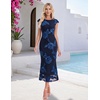DRESSTELLS Women’s Floral Wedding Guest Cocktail Midi Dresses 2026 Navy M