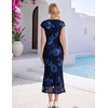 DRESSTELLS Women’s Floral Wedding Guest Cocktail Midi Dresses 2026 Navy M