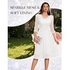 DRESSTELLS Women’s Formal Wedding Guest Sequin Cocktail Party Midi Knee Length Aline Petite Sparkly Fancy Mesh Mother Bride Evening Dress 2026 White S