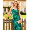 DRESSTELLS Women’s Formal Wedding Guest Summer Floral Maxi Mesh Long Spaghetti Strap Cocktail Garden Party Dresses DarkGreen Flower XL