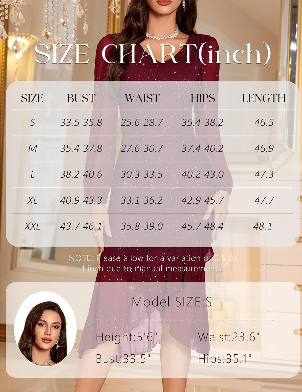 image:imageDRESSTELLS Cocktail Dresses for Women Formal Wedding Guest Sparkly EveningBurgundy
