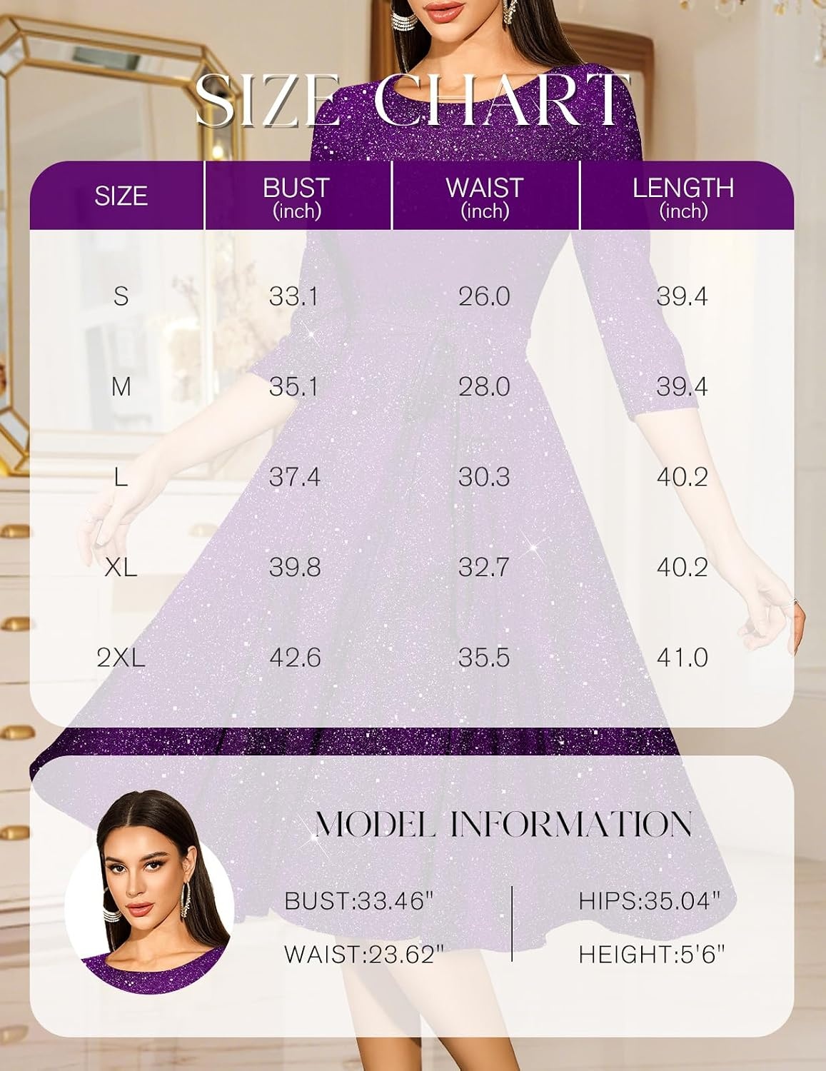 image:imageDRESSTELLS Womens Cocktail Dresses Sparkly Formal Wedding Guest EveningGlitterpurple