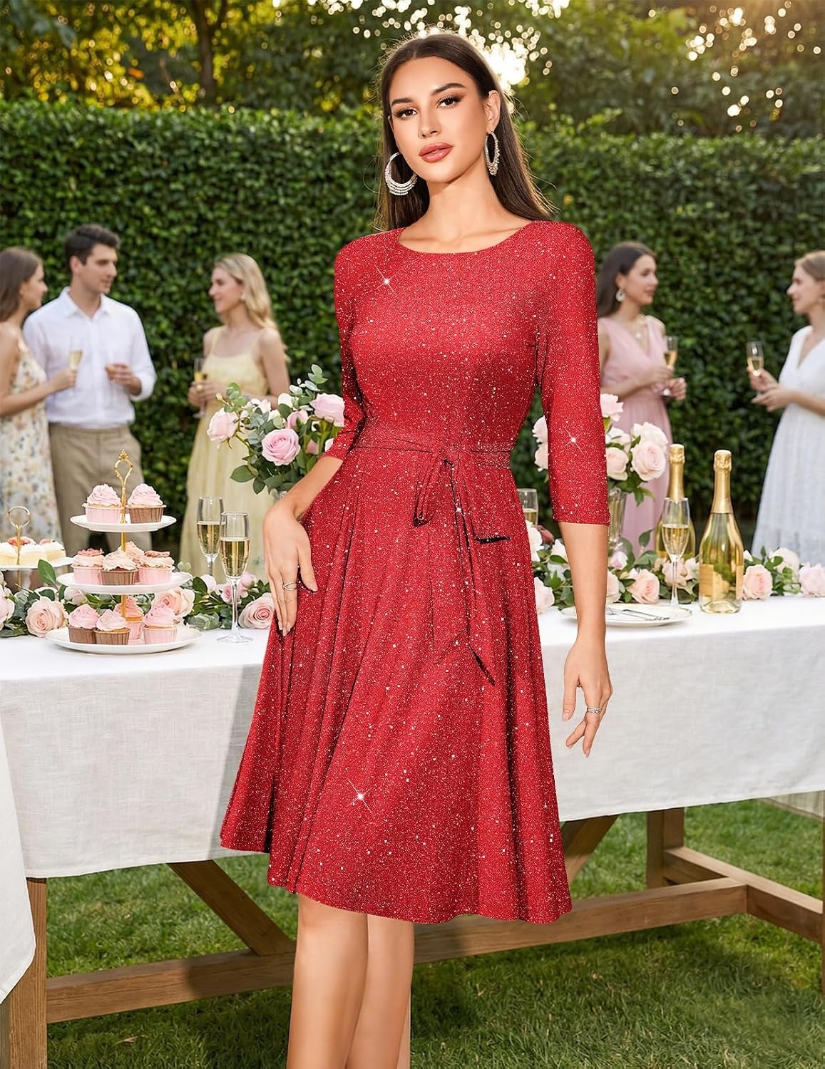 image:imageDRESSTELLS Womens Cocktail Dresses Sparkly Formal Wedding Guest EveningGlitterred