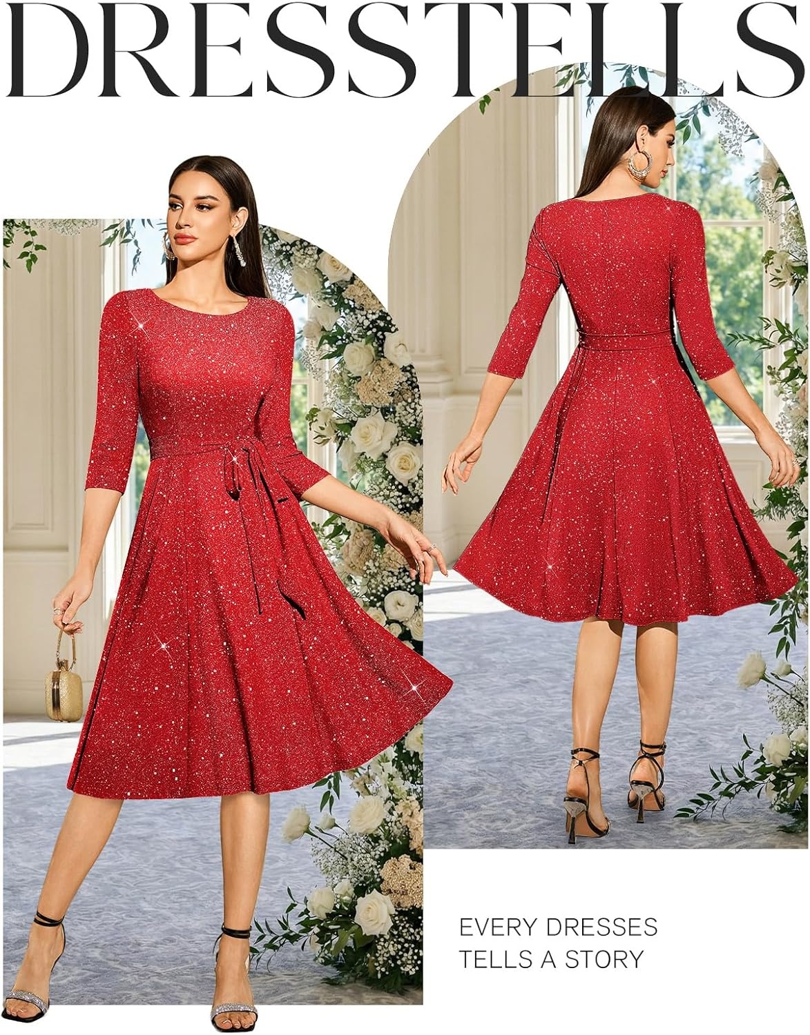 image:imageDRESSTELLS Womens Cocktail Dresses Sparkly Formal Wedding Guest EveningGlitterred