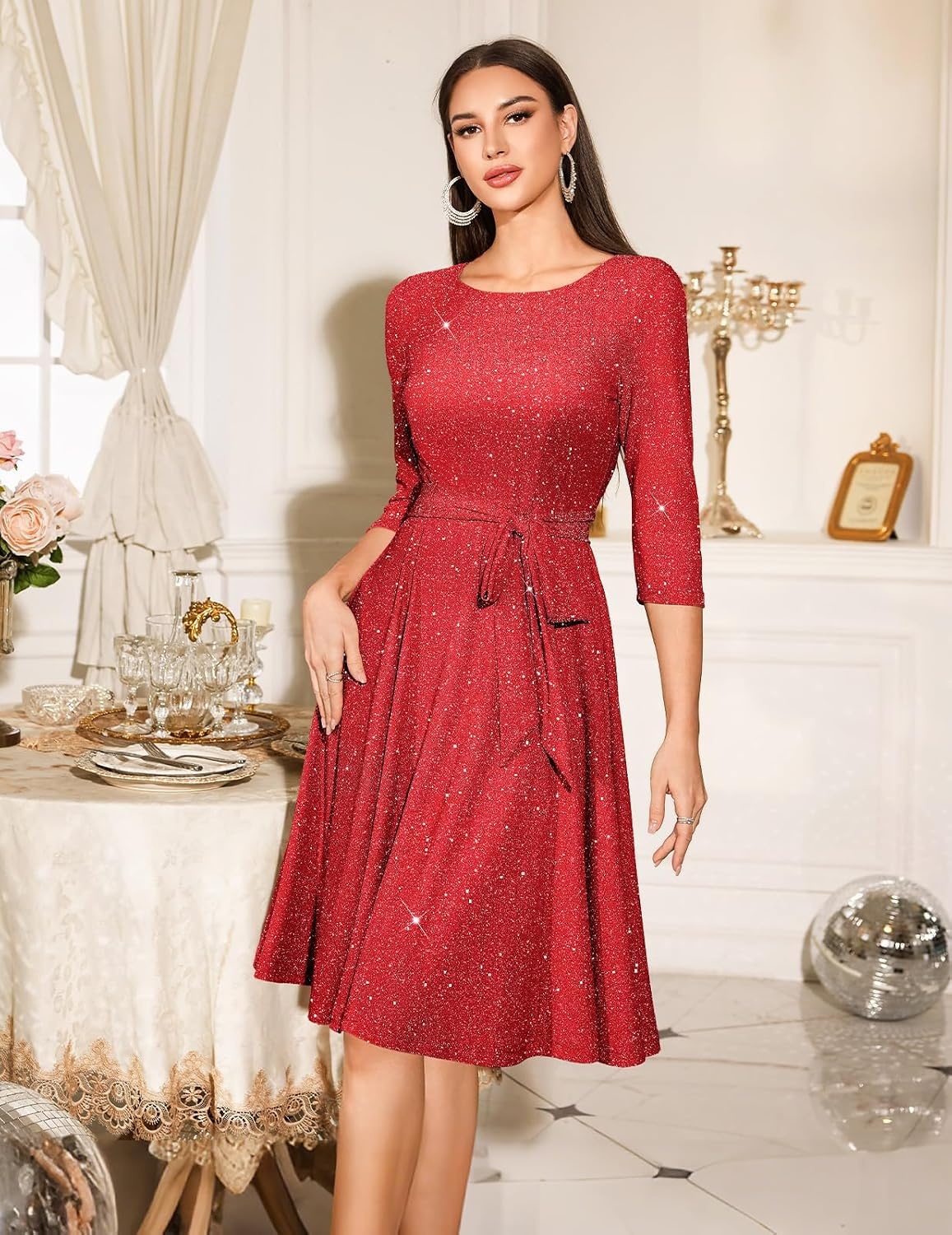 image:imageDRESSTELLS Womens Cocktail Dresses Sparkly Formal Wedding Guest EveningGlitterred