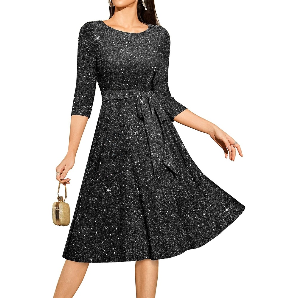 image:imageDRESSTELLS Womens Cocktail Dresses Sparkly Formal Wedding Guest EveningGlitterblack