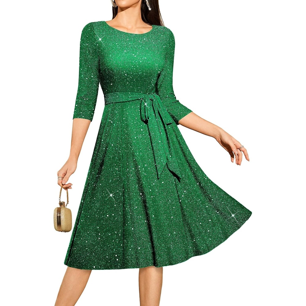 image:imageDRESSTELLS Womens Cocktail Dresses Sparkly Formal Wedding Guest EveningGlittergreen