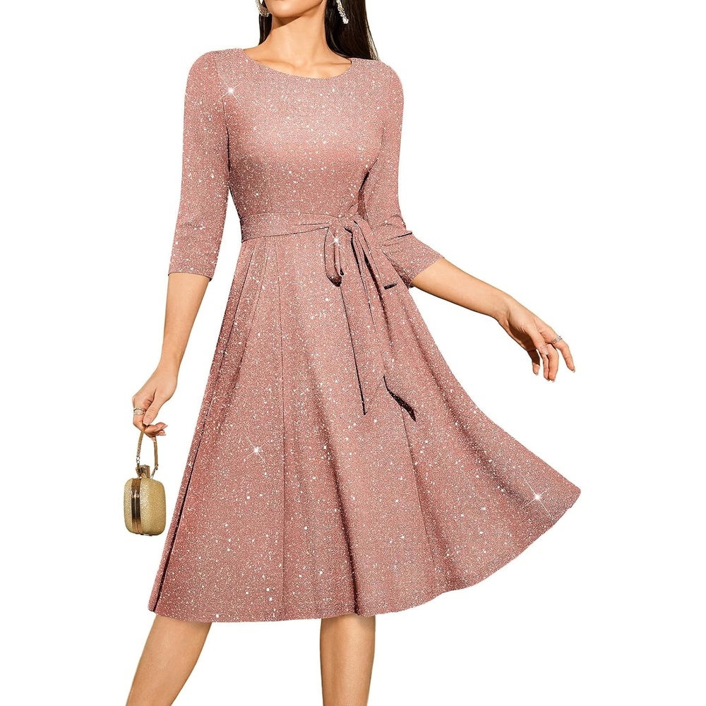 image:imageDRESSTELLS Womens Cocktail Dresses Sparkly Formal Wedding Guest EveningGlitterpurplepink