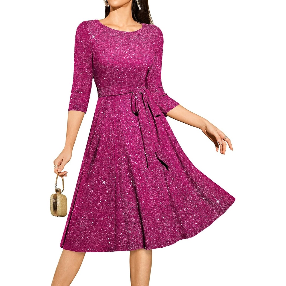 image:imageDRESSTELLS Womens Cocktail Dresses Sparkly Formal Wedding Guest EveningGlitterrose