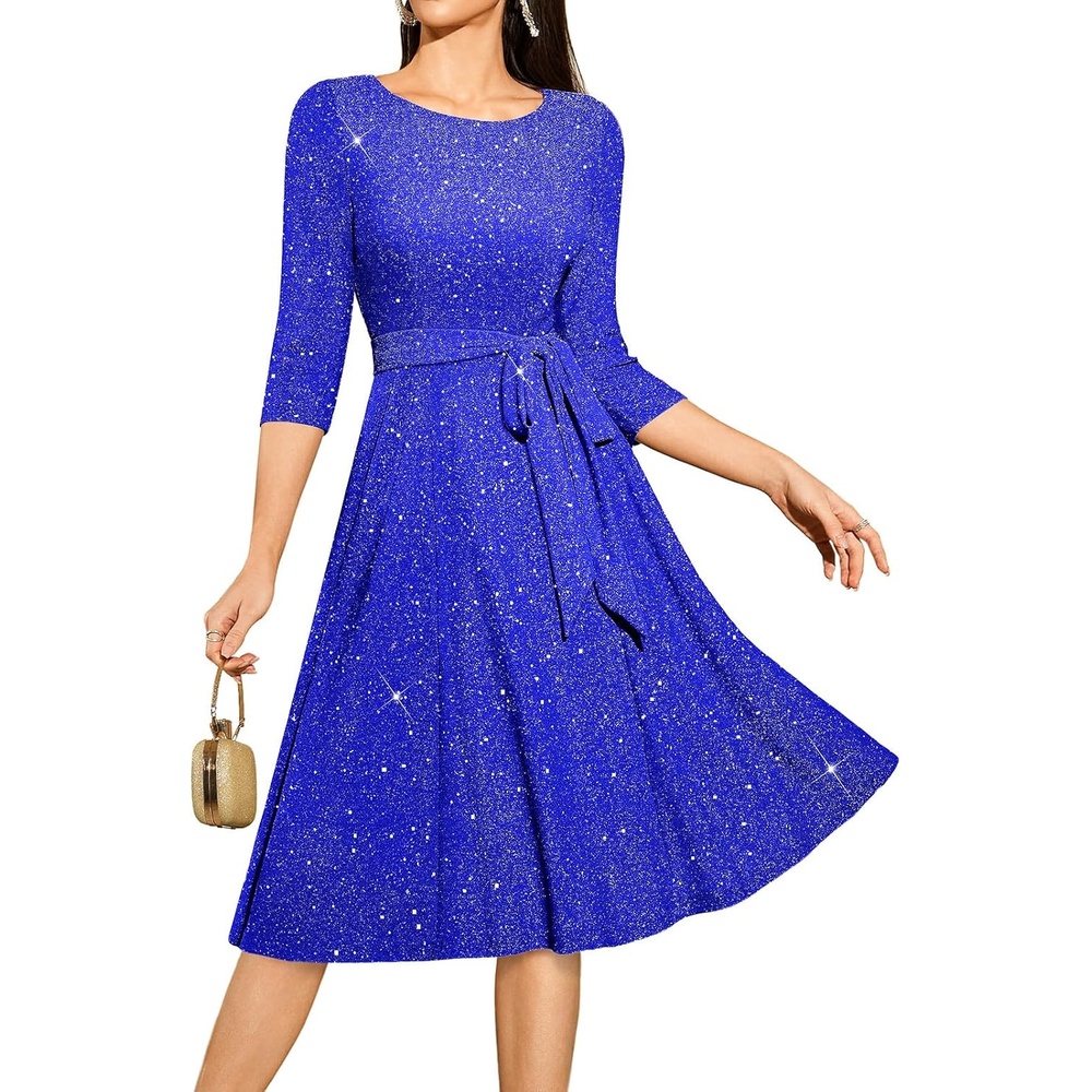 image:imageDRESSTELLS Womens Cocktail Dresses Sparkly Formal Wedding Guest EveningGlitterroyalblue