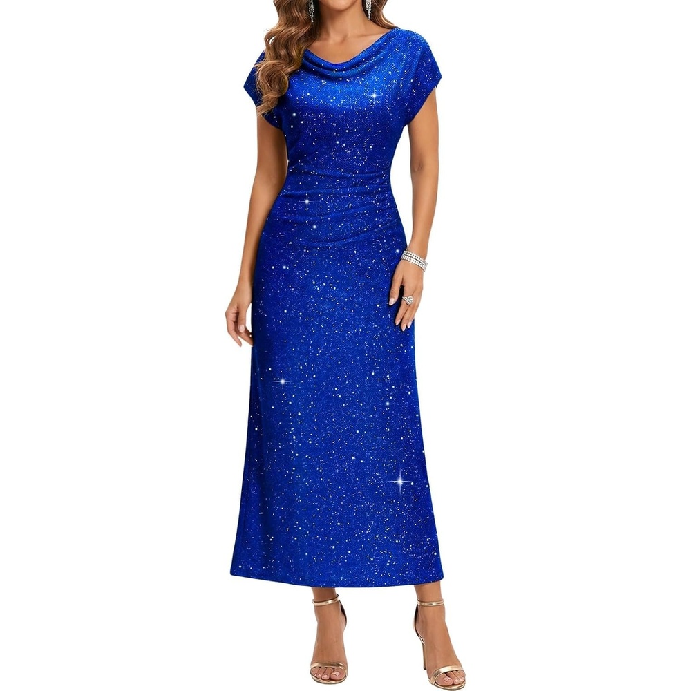 image:imageDRESSTELLS Womens Sequin Formal Wedding Guest DressesRoyalblue
