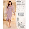 DRESSTELLS Cocktail Dresses for Women Formal Wedding Guest, Sparkly Evening(Blush)