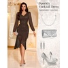 DRESSTELLS Cocktail Dresses for Women Formal Wedding Guest, Sparkly Evening(Brown)