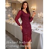 DRESSTELLS Cocktail Dresses for Women Formal Wedding Guest, Sparkly Evening(Burgundy)