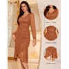 DRESSTELLS Cocktail Dresses for Women Formal Wedding Guest, Sparkly Evening(Caramel)