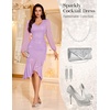 DRESSTELLS Cocktail Dresses for Women Formal Wedding Guest, Sparkly Evening(Lavender)