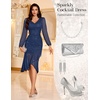 DRESSTELLS Cocktail Dresses for Women Formal Wedding Guest, Sparkly Evening(Navy)