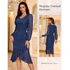 DRESSTELLS Cocktail Dresses for Women Formal Wedding Guest, Sparkly Evening(Navy)