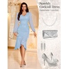 DRESSTELLS Cocktail Dresses for Women Formal Wedding Guest, Sparkly Evening(Skyblue)