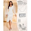 DRESSTELLS Cocktail Dresses for Women Formal Wedding Guest, Sparkly Evening(White)