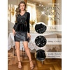 DRESSTELLS Sequin Velvet Party Tops for Women, Sparkly Christmas Blouses(Black)