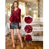 DRESSTELLS Sequin Velvet Party Tops for Women, Sparkly Christmas Blouses(Burgundy)