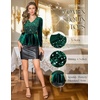 DRESSTELLS Sequin Velvet Party Tops for Women, Sparkly Christmas Blouses(Dark Green)