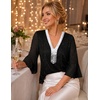 DRESSTELLS Women 3/4 Sleeve Sequin Tunic Top Sparkly Formal Blouses Shirt(Black)