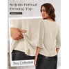 DRESSTELLS Women 3/4 Sleeve Sequin Tunic Top Sparkly Formal Blouses Shirt(Ivory)