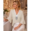 DRESSTELLS Women 3/4 Sleeve Sequin Tunic Top Sparkly Formal Blouses Shirt(Ivory)