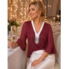 DRESSTELLS Women 3/4 Sleeve Sequin Tunic Top Sparkly Formal Blouses Shirt(Winered)