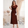 DRESSTELLS Women’s Sequin Formal Wedding Guest Dresses(Burgundy)