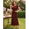 DRESSTELLS Women’s Sequin Formal Wedding Guest Dresses(Burgundy)