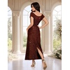 DRESSTELLS Women’s Sequin Formal Wedding Guest Dresses(Burgundy)