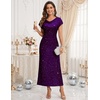 DRESSTELLS Women’s Sequin Formal Wedding Guest Dresses(Grape)