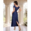 DRESSTELLS Women’s Sequin Formal Wedding Guest Dresses(Navy)