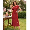 DRESSTELLS Women’s Sequin Formal Wedding Guest Dresses(Red)