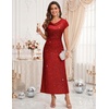 DRESSTELLS Women’s Sequin Formal Wedding Guest Dresses(Red)
