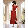 DRESSTELLS Women’s Sequin Formal Wedding Guest Dresses(Red)