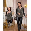 DRESSTELLS Womens Sequin Velvet Holiday Tops, Glitter Sparkly Party Blouse(Black)