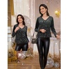 DRESSTELLS Womens Sequin Velvet Holiday Tops, Glitter Sparkly Party Blouse(Black-1)