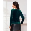 DRESSTELLS Womens Sequin Velvet Holiday Tops, Glitter Sparkly Party Blouse(Dark Green)