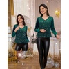 DRESSTELLS Womens Sequin Velvet Holiday Tops, Glitter Sparkly Party Blouse(Dark Green)