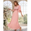 Wedding Guest Long Dress Mother of Bride Bridesmaid Evening Gown Blush 2XL