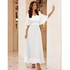 White Wedding Guest Dress Long Evening Gown Bridesmaid Summer Cocktail L