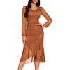 DRESSTELLS Cocktail Dresses for Women Formal Wedding Guest, Sparkly Evening(Caramel)