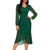 DRESSTELLS Cocktail Dresses for Women Formal Wedding Guest, Sparkly Evening(Dark Green)