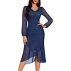 DRESSTELLS Cocktail Dresses for Women Formal Wedding Guest, Sparkly Evening(Navy)