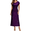 DRESSTELLS Women’s Sequin Formal Wedding Guest Dresses(Grape)