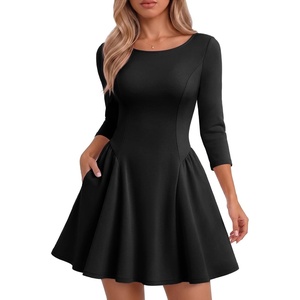 DRESSTELLS Cocktail Dresses for Women 2026, Short Fall Wedding Guest Party(Black)